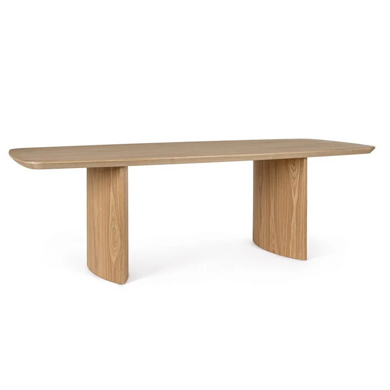 Tavolo da Pranzo in Legno di Quercia 240x100 cm con Gambe a Colonna - ODELIA