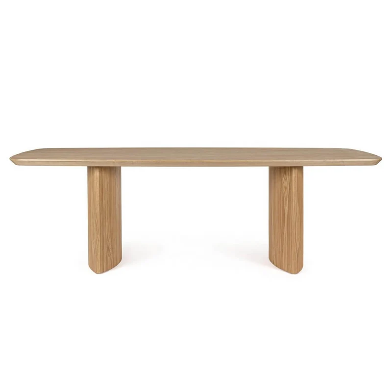 Tavolo da Pranzo in Legno di Quercia 240x100 cm con Gambe a Colonna - ODELIA
