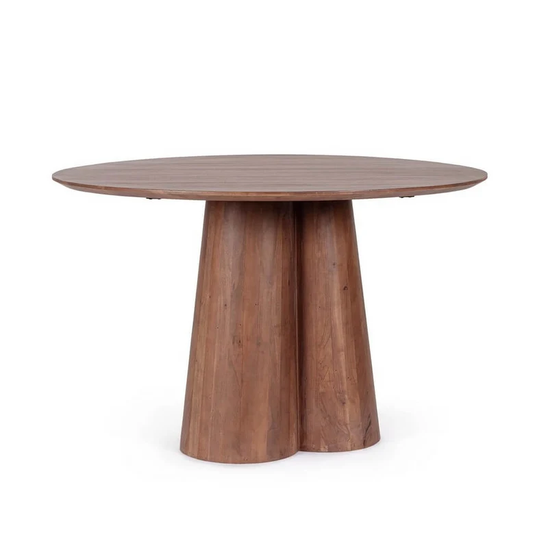 Tavolo da Pranzo Rotondo in Legno di Mango color Tobacco - NASSOR