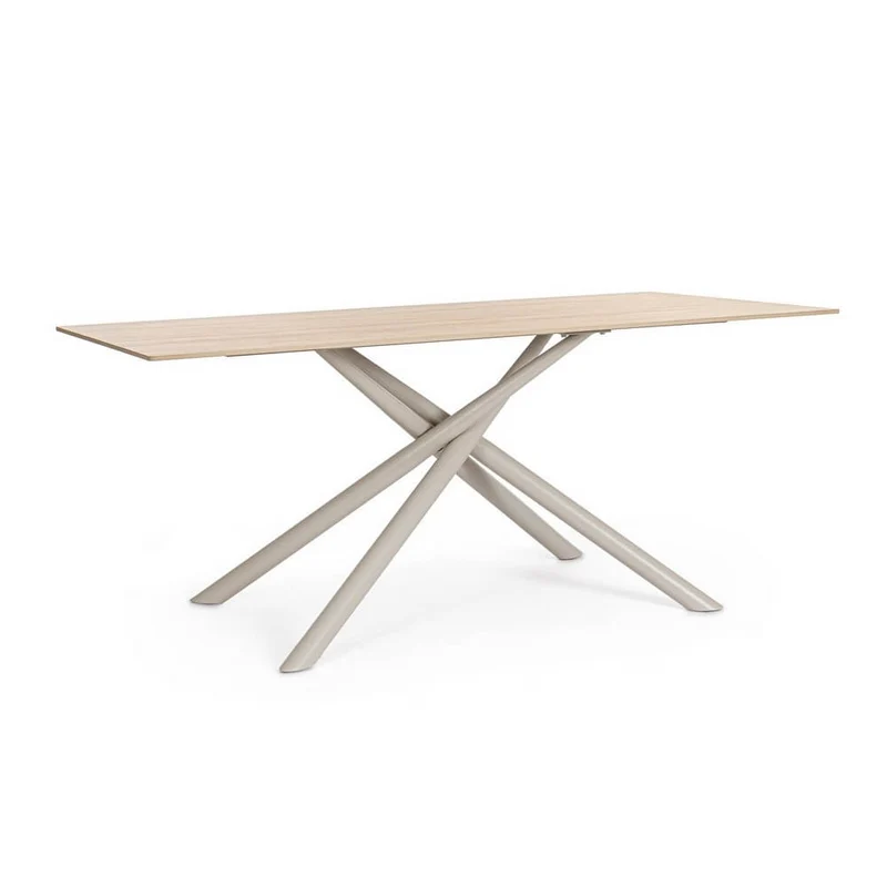 Tavolo da Pranzo con Piano in Gres e Gambe in Acciaio 180x90 - ARGITA