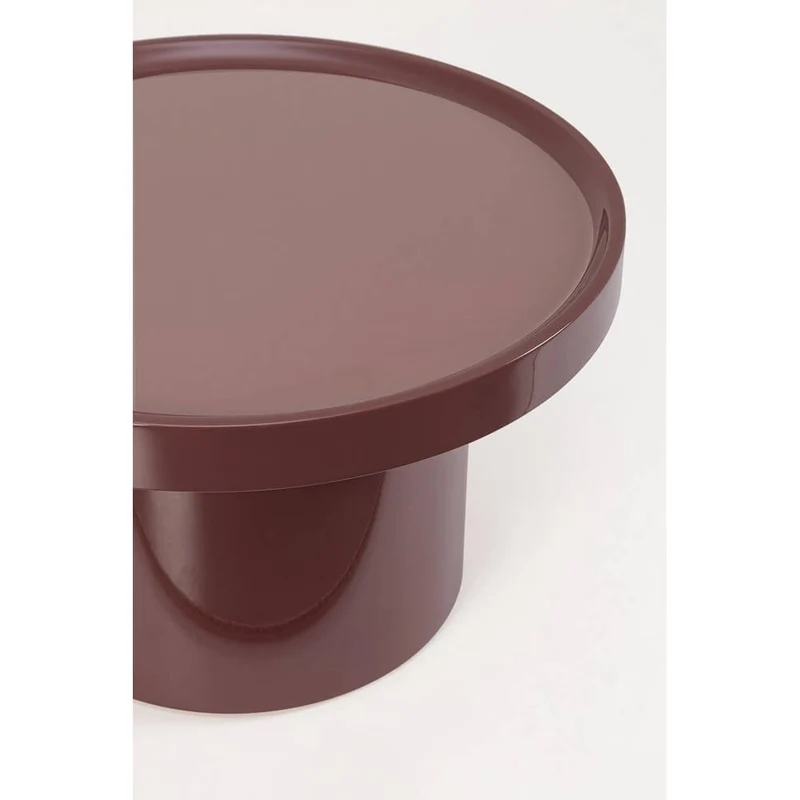 Tavolino rotondo in MDF laccato lucido con base cilindrica - OTILIA