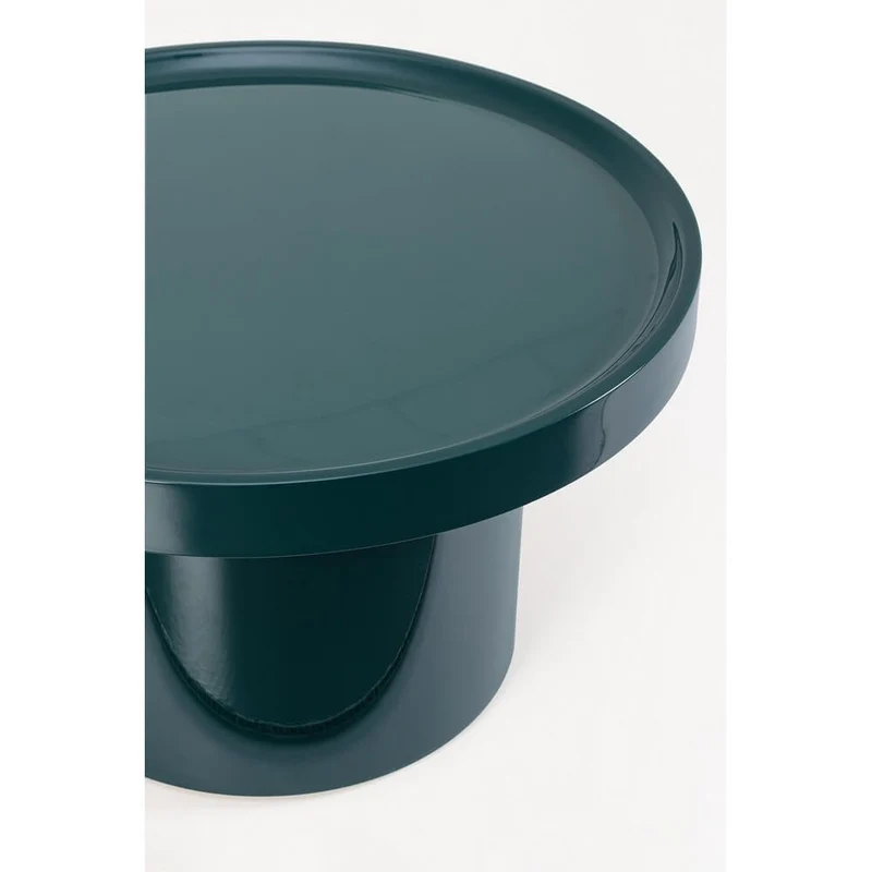 Tavolino rotondo in MDF laccato lucido con base cilindrica - OTILIA