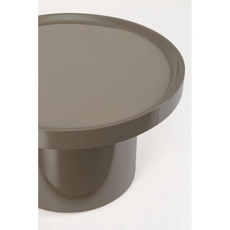Tavolino rotondo in MDF laccato lucido con base cilindrica - OTILIA
