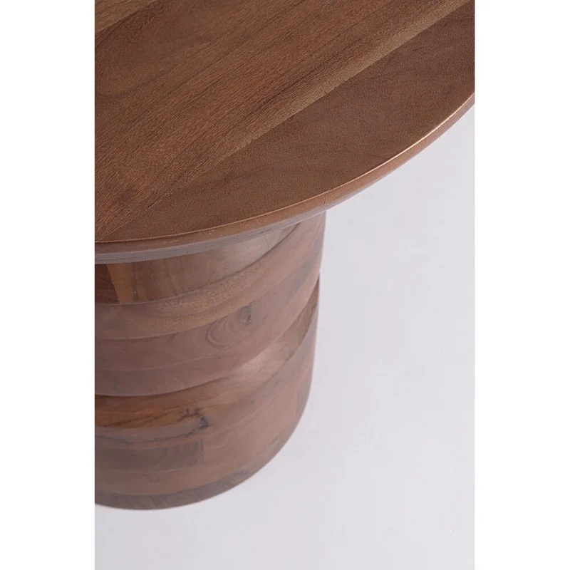 Tavolino rotondo in legno di mango massello con base scultorea - CORTEZ