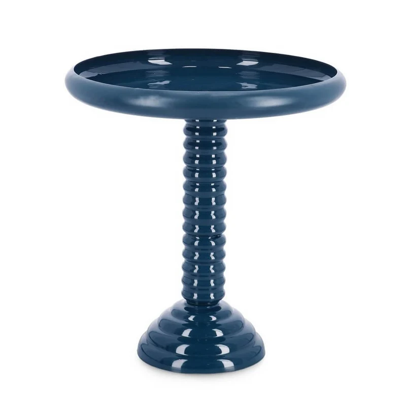 Tavolino rotondo in acciaio smaltato con base a colonna tortile H53 - ANGADA