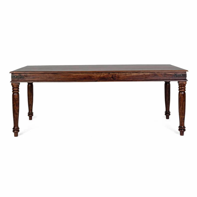 Tavolo da pranzo in legno di acacia massiccia gambe tornite stile etnico 200x100 - MUMBAI