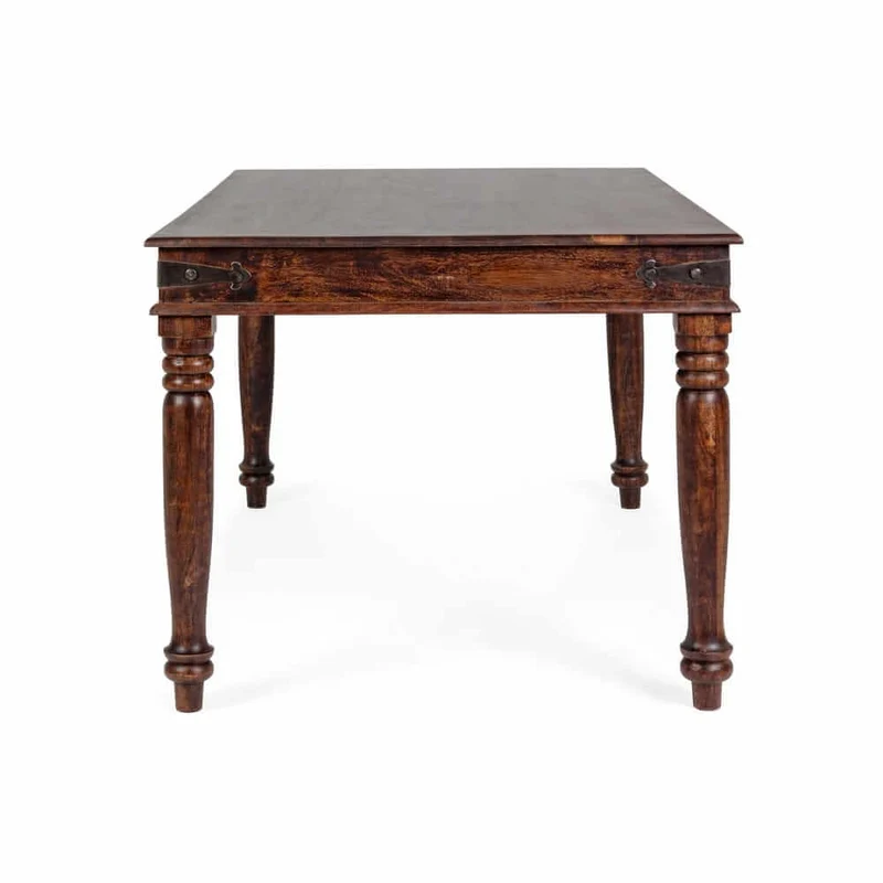 Tavolo da pranzo in legno di acacia massiccia gambe tornite stile etnico 160x90 - MUMBAI