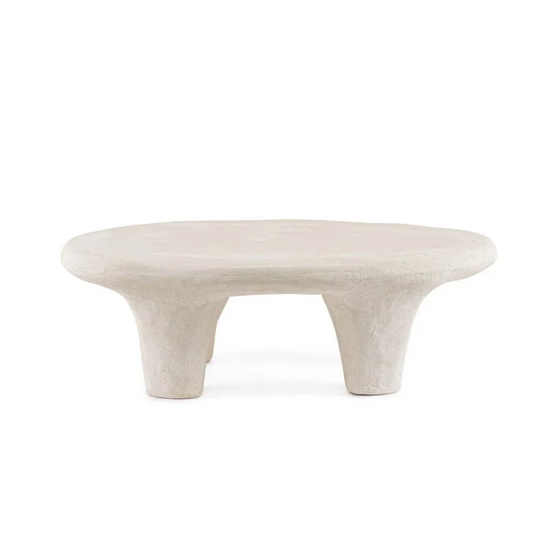 Tavolino da Salotto Ovale in Poliresina Sabbiata 102x62 cm - ALBIN