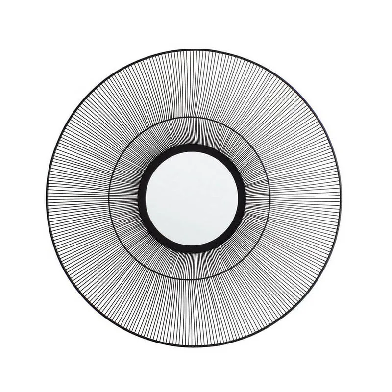 Specchio Rotondo con Cornice in Filo di Acciaio Nero Ø75 cm - ZELENA
