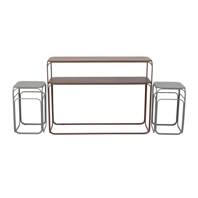 Set consolle con 2 tavolini in acciaio verniciato stile moderno - CLARITY