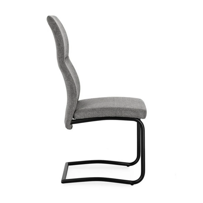 Set di 4 Sedie Imbottite in Tessuto con Gambe in Acciaio Verniciato - THELMA