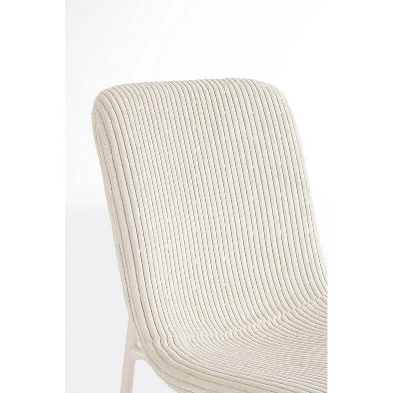 Set di 4 Sedie Imbottite in Tessuto a Costine con Gambe in Acciaio - RINAS