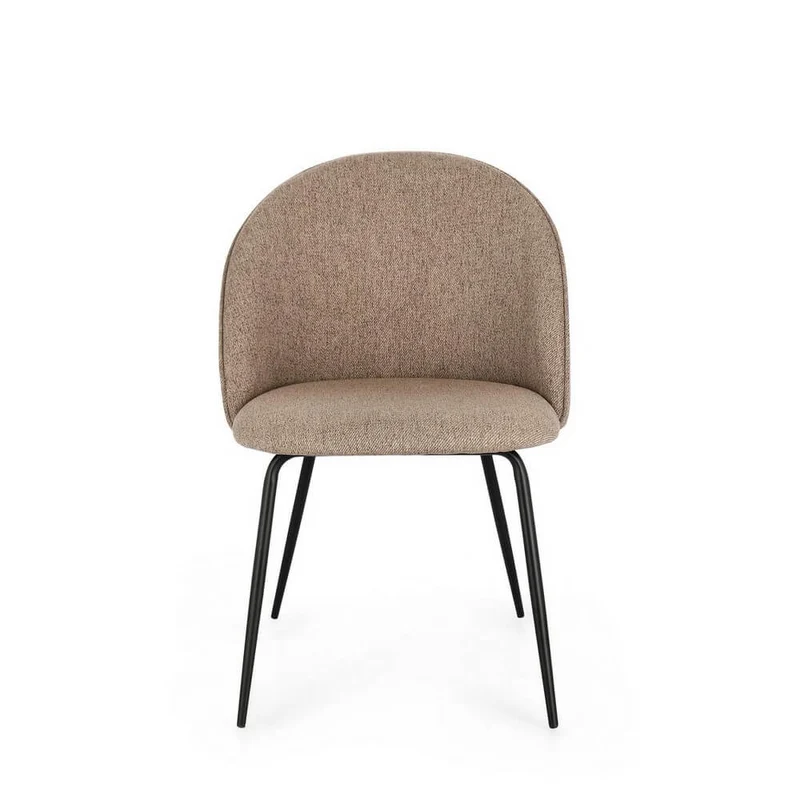 Set di 4 Sedie Imbottite in Tessuto Poliestere con Gambe in Acciaio - TANYA