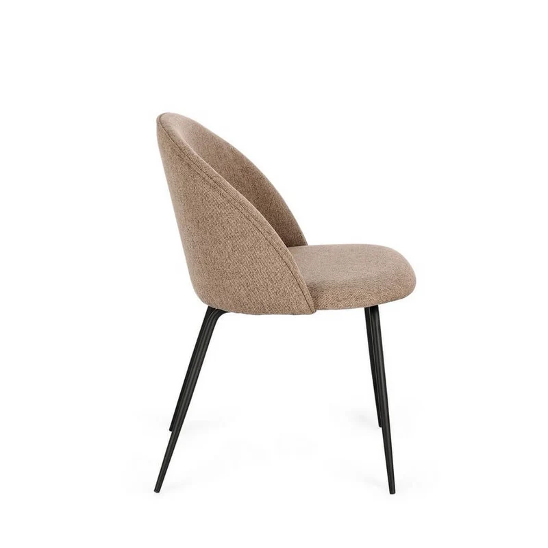 Set di 4 Sedie Imbottite in Tessuto Poliestere con Gambe in Acciaio - TANYA
