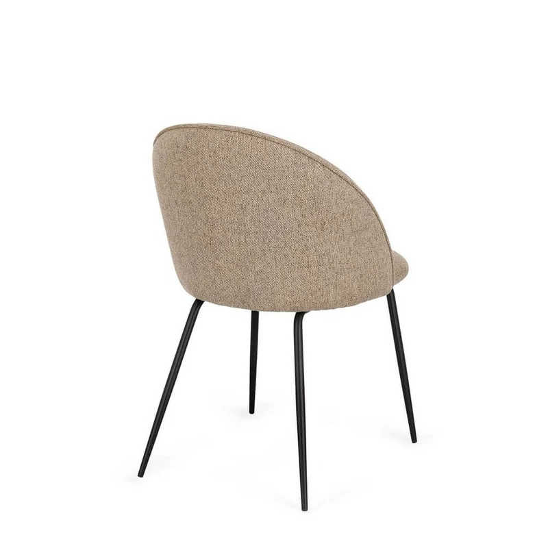 Set di 4 Sedie Imbottite in Tessuto Poliestere con Gambe in Acciaio - TANYA