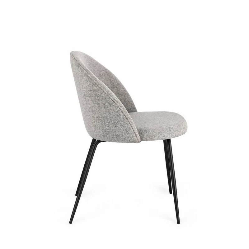 Set di 4 Sedie Imbottite in Tessuto Poliestere con Gambe in Acciaio - TANYA