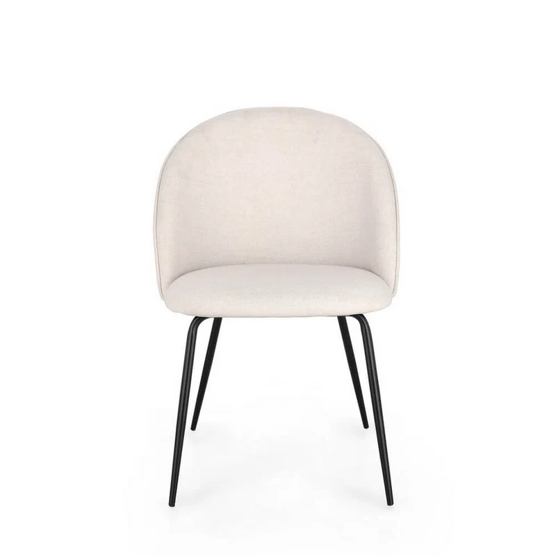 Set di 4 Sedie Imbottite in Tessuto Poliestere con Gambe in Acciaio - TANYA