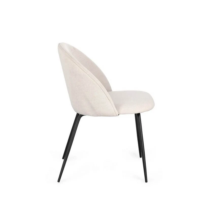 Set di 4 Sedie Imbottite in Tessuto Poliestere con Gambe in Acciaio - TANYA