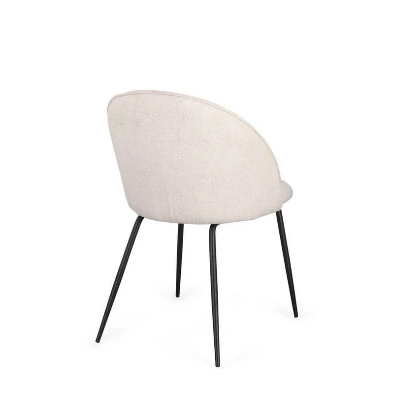 Set di 4 Sedie Imbottite in Tessuto Poliestere con Gambe in Acciaio - TANYA