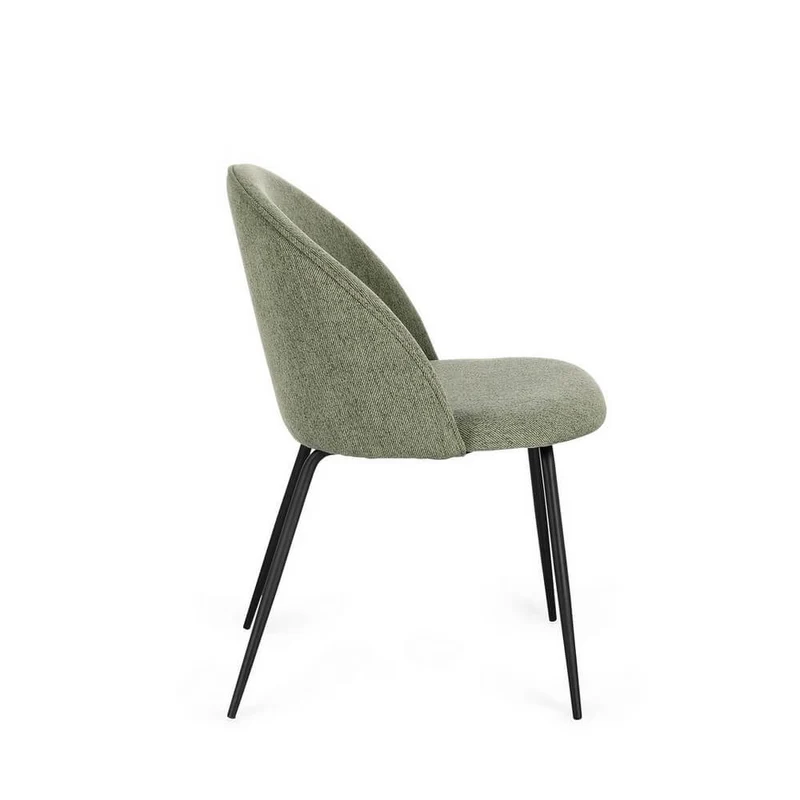 Set di 4 Sedie Imbottite in Tessuto Poliestere con Gambe in Acciaio - TANYA