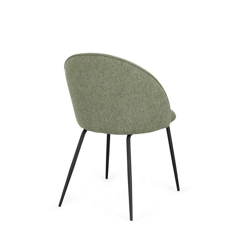 Set di 4 Sedie Imbottite in Tessuto Poliestere con Gambe in Acciaio - TANYA