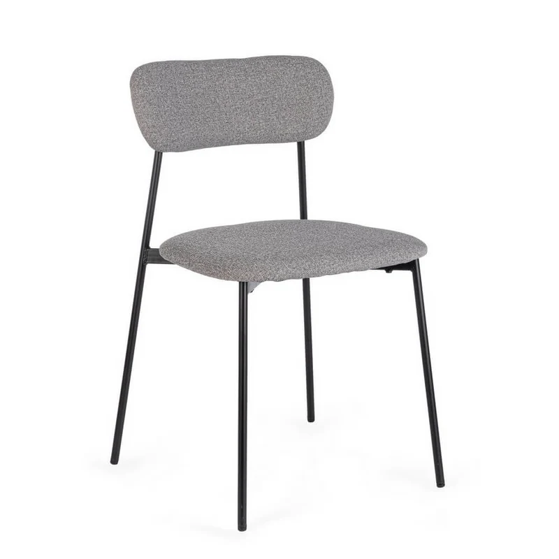 Set di 4 Sedie Imbottite con Struttura in Acciaio e Tessuto Poliestere - INKA