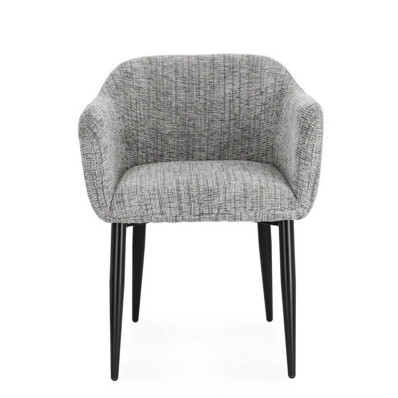 Set di 2 Sedie con Braccioli Imbottite in Tessuto Gambe in Acciaio - KATI