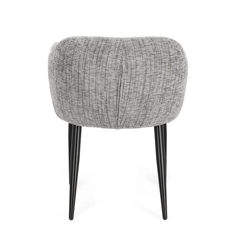 Set di 2 Sedie con Braccioli Imbottite in Tessuto Gambe in Acciaio - KATI