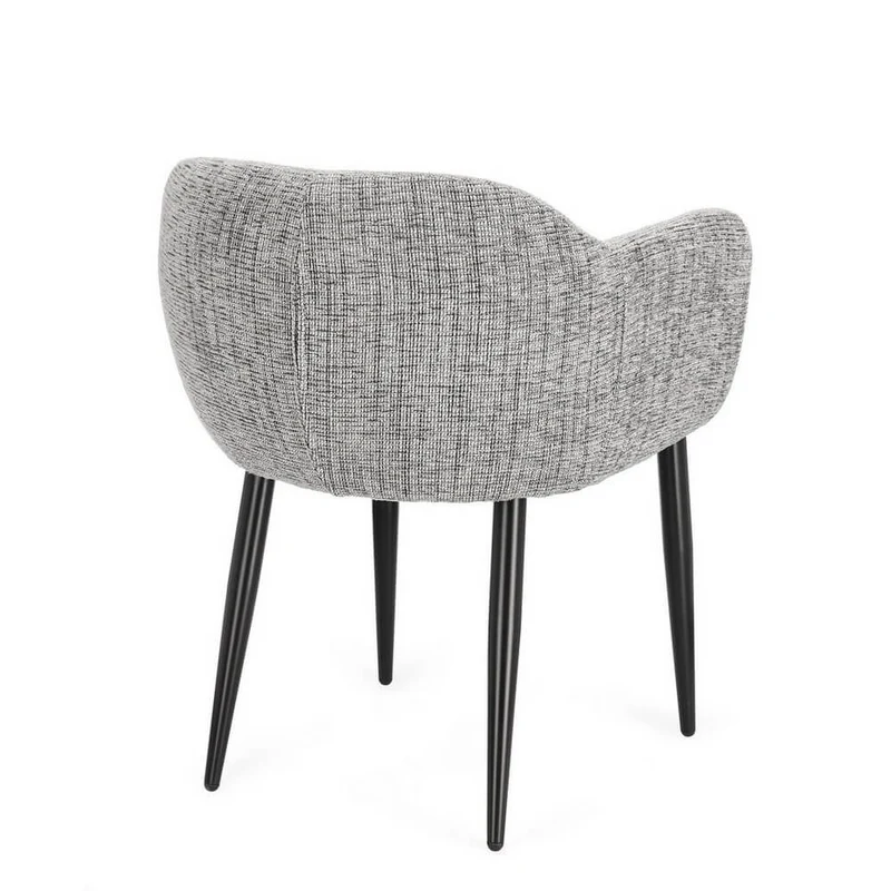 Set di 2 Sedie con Braccioli Imbottite in Tessuto Gambe in Acciaio - KATI