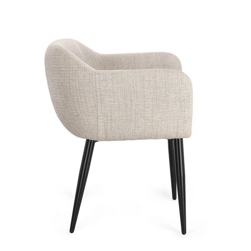 Set di 2 Sedie con Braccioli Imbottite in Tessuto Gambe in Acciaio - KATI