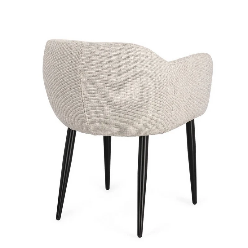 Set di 2 Sedie con Braccioli Imbottite in Tessuto Gambe in Acciaio - KATI