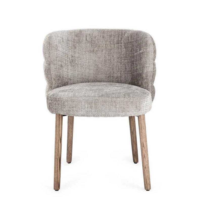 Set di 2 Sedie Con Braccioli Imbottite in Tessuto con Gambe in Quercia - ILMA