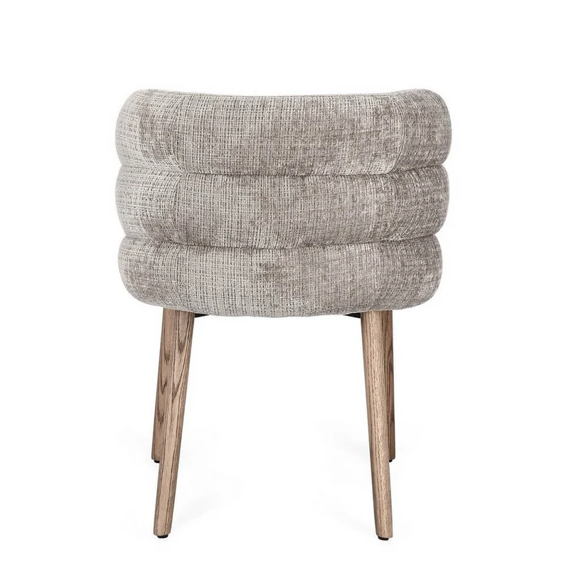 Set di 2 Sedie Con Braccioli Imbottite in Tessuto con Gambe in Quercia - ILMA