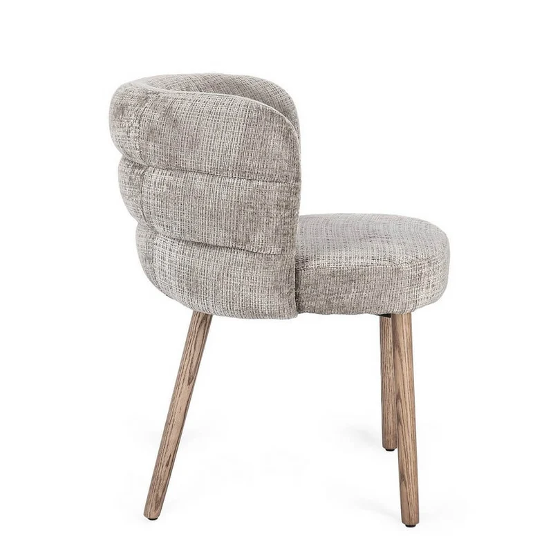 Set di 2 Sedie Con Braccioli Imbottite in Tessuto con Gambe in Quercia - ILMA