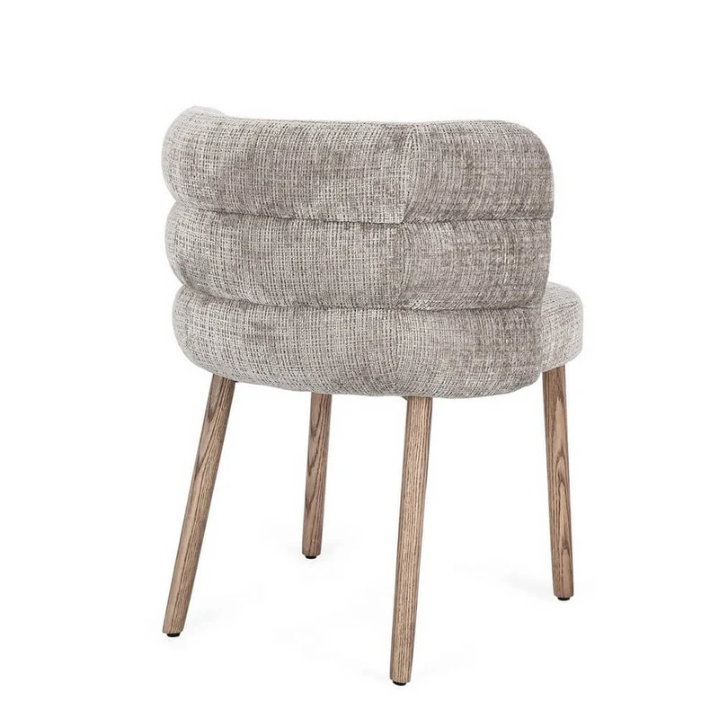 Set di 2 Sedie Con Braccioli Imbottite in Tessuto con Gambe in Quercia - ILMA