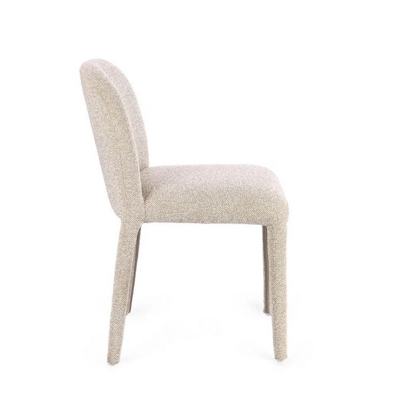 Set di 2 Sedie Imbottite in Tessuto Bouclé con Gambe in Acciaio - ANTARA