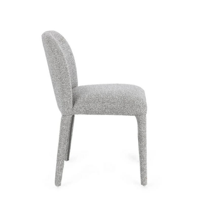Set di 2 Sedie Imbottite in Tessuto Bouclé con Gambe in Acciaio - ANTARA