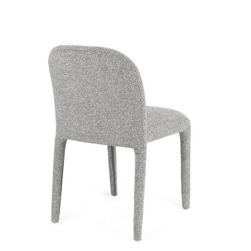 Set di 2 Sedie Imbottite in Tessuto Bouclé con Gambe in Acciaio - ANTARA