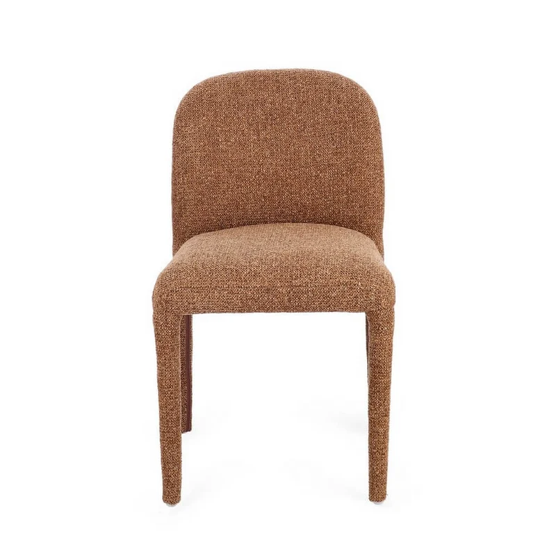 Set di 2 Sedie Imbottite in Tessuto Bouclé con Gambe in Acciaio - ANTARA