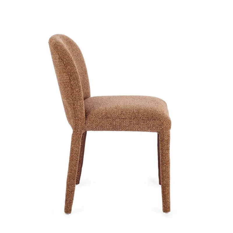 Set di 2 Sedie Imbottite in Tessuto Bouclé con Gambe in Acciaio - ANTARA