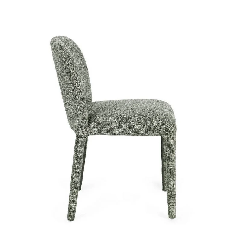 Set di 2 Sedie Imbottite in Tessuto Bouclé con Gambe in Acciaio - ANTARA