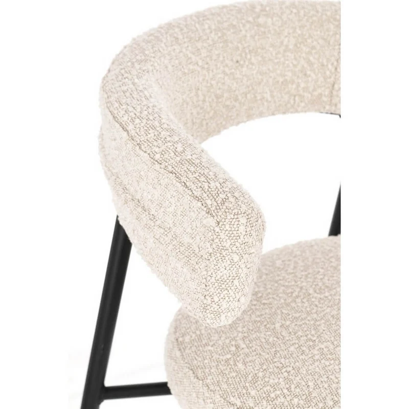 Set di 4 Sedie Imbottite in Tessuto con Gambe in Acciaio Nero - AMAIA