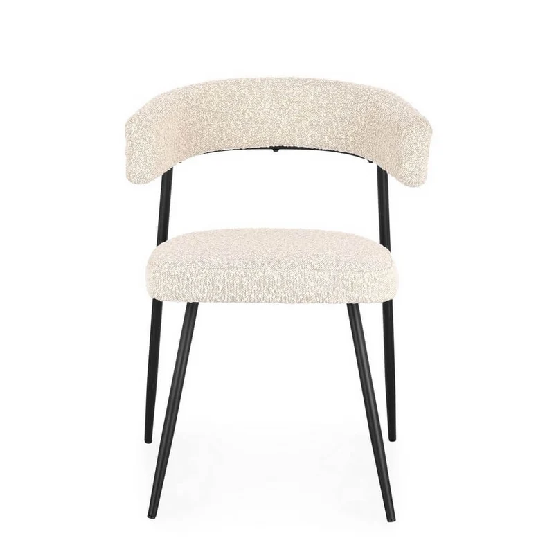 Set di 4 Sedie Imbottite in Tessuto con Gambe in Acciaio Nero - AMAIA