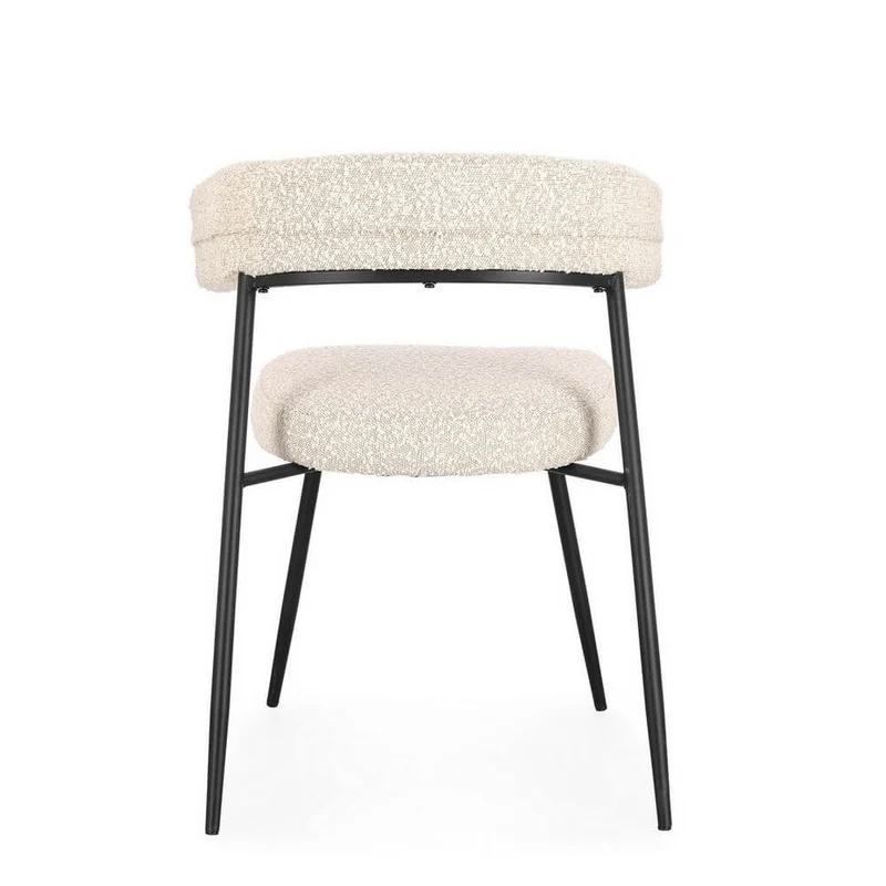 Set di 4 Sedie Imbottite in Tessuto con Gambe in Acciaio Nero - AMAIA