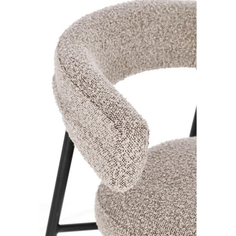 Set di 4 Sedie Imbottite in Tessuto con Gambe in Acciaio Nero - AMAIA