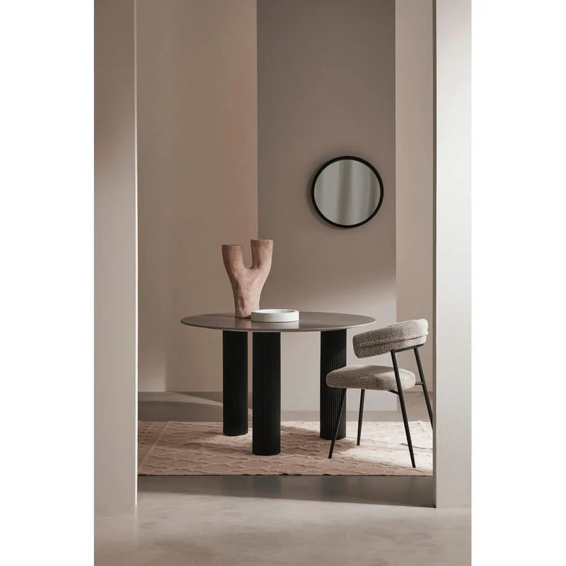 Set di 4 Sedie Imbottite in Tessuto con Gambe in Acciaio Nero - AMAIA