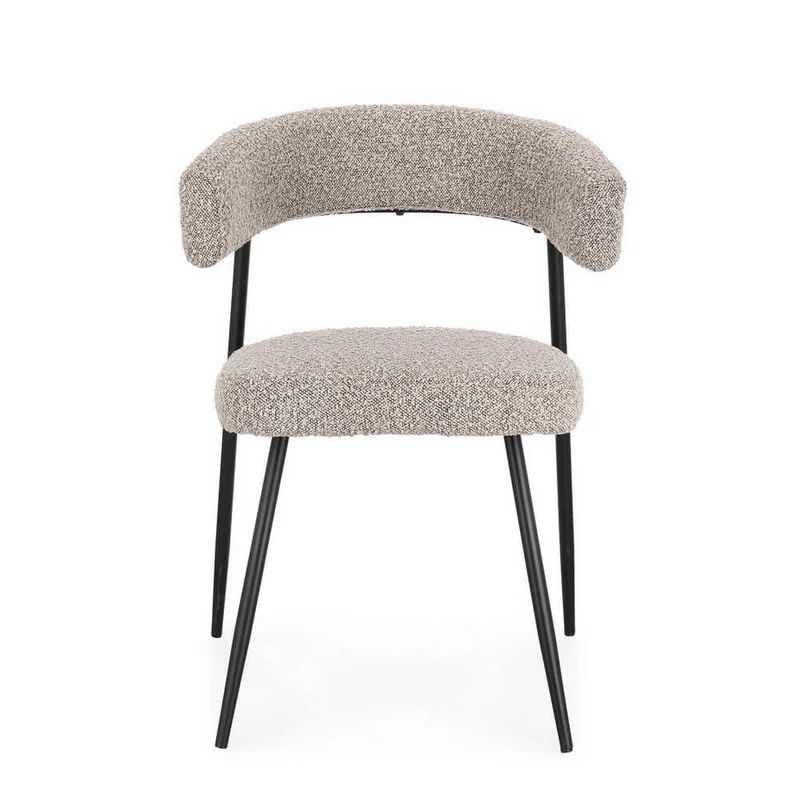 Set di 4 Sedie Imbottite in Tessuto con Gambe in Acciaio Nero - AMAIA