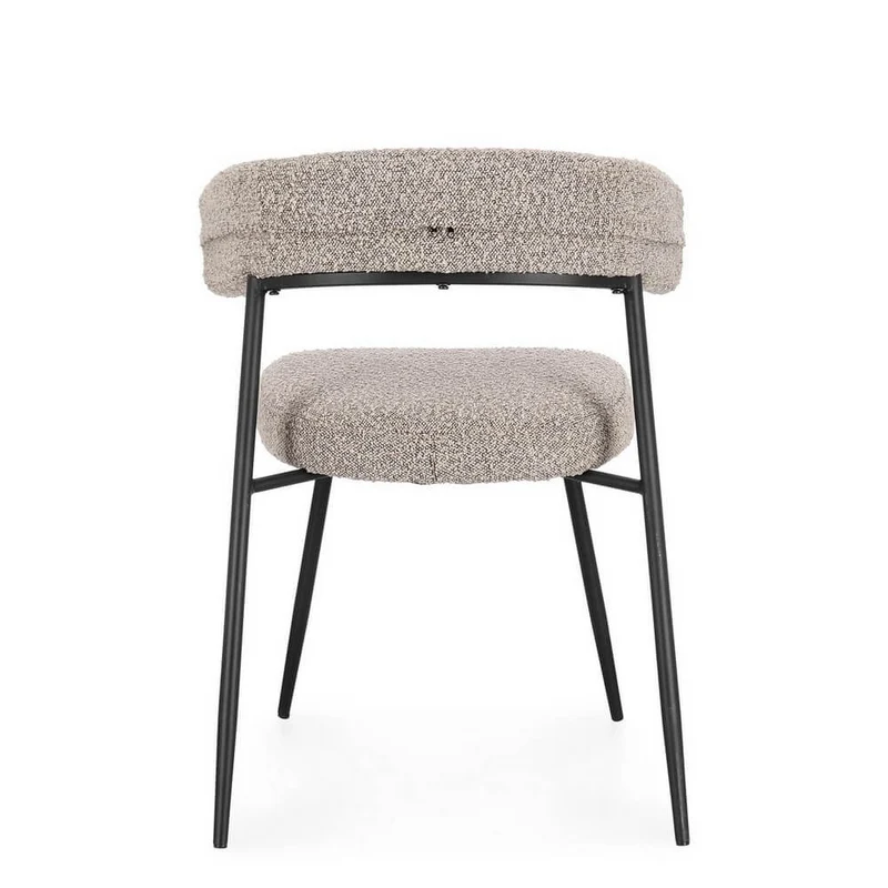 Set di 4 Sedie Imbottite in Tessuto con Gambe in Acciaio Nero - AMAIA