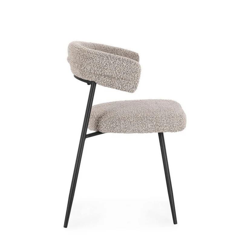Set di 4 Sedie Imbottite in Tessuto con Gambe in Acciaio Nero - AMAIA
