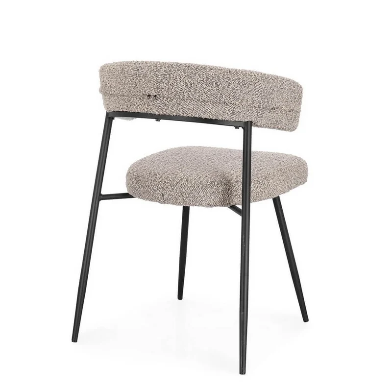 Set di 4 Sedie Imbottite in Tessuto con Gambe in Acciaio Nero - AMAIA
